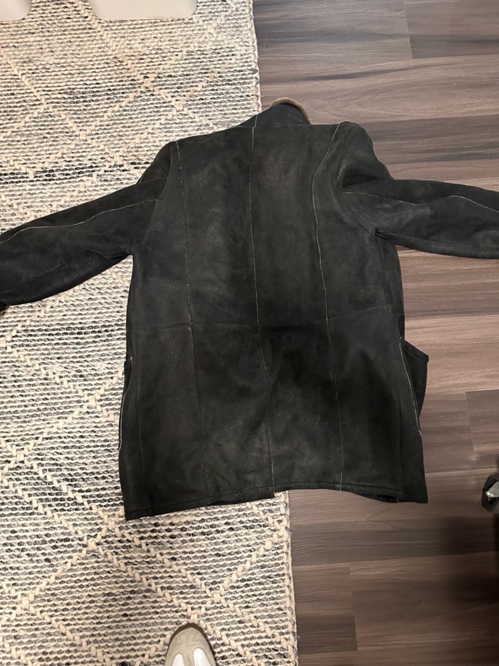 Men's Black leather and shearling coat - Classic Outerwear. Italian lamatta